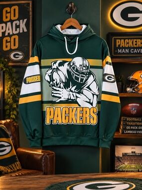 Green Packers Crewneck Graphic Pullover Sweatshirt
